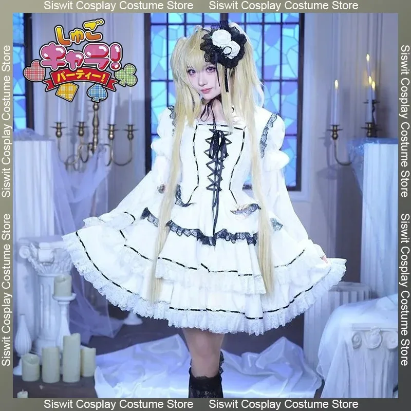 

Tsukiyomi Utau Cosplay Costume Anime Shugo Chara White Gothic Lolita Dress Girls Uniforms Accessories Set Carnival Party Suits