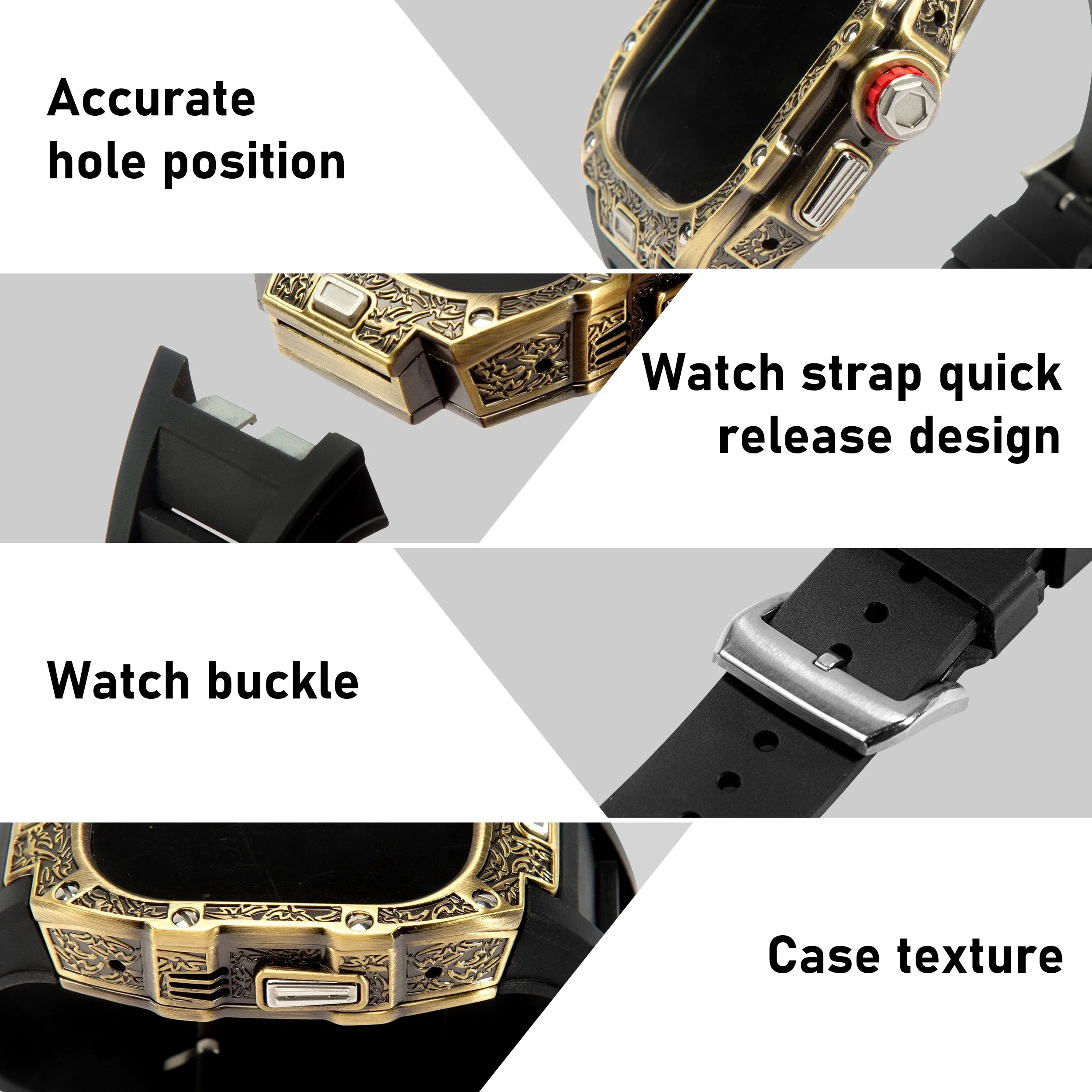 Textured Metal Ultra 49mm Protective Case for Apple Watch Accessories Bling Metal Rugged Cover for iwatch Series Ultra 2 Mod Kit