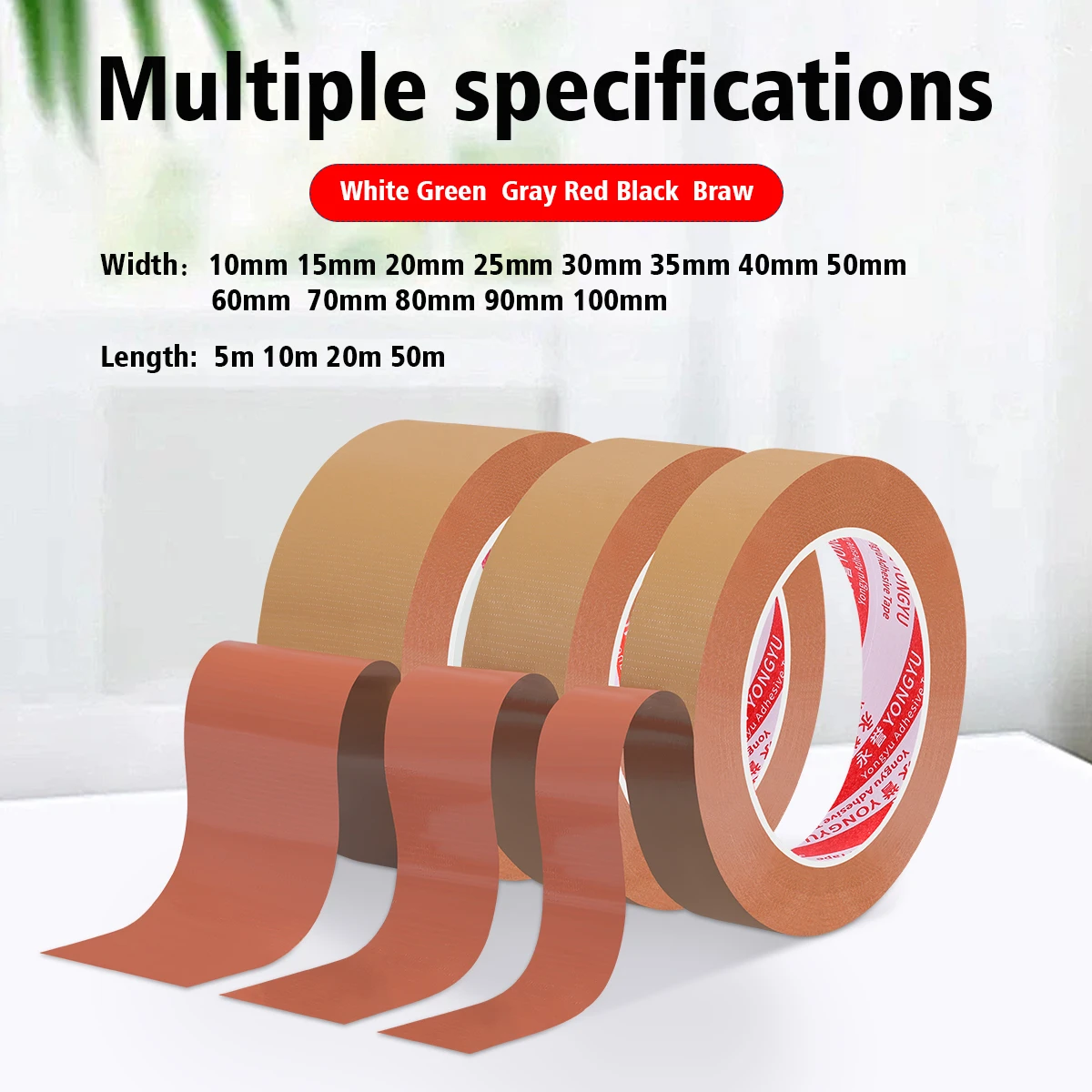 Heavy duty pipeline tape, flexible, residue free, manually waterproof and tear resistant, indoor and outdoor maintenance (brown)