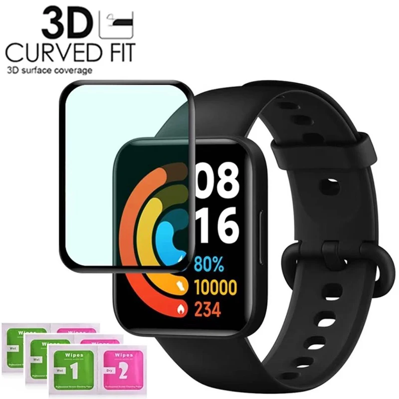 3D Tempered Soft Glass Watch Film For Xiaomi Mi Watch Lite Color 2019 Full Screen Protector For Redmi Watch 2 3 Lite Active Poco