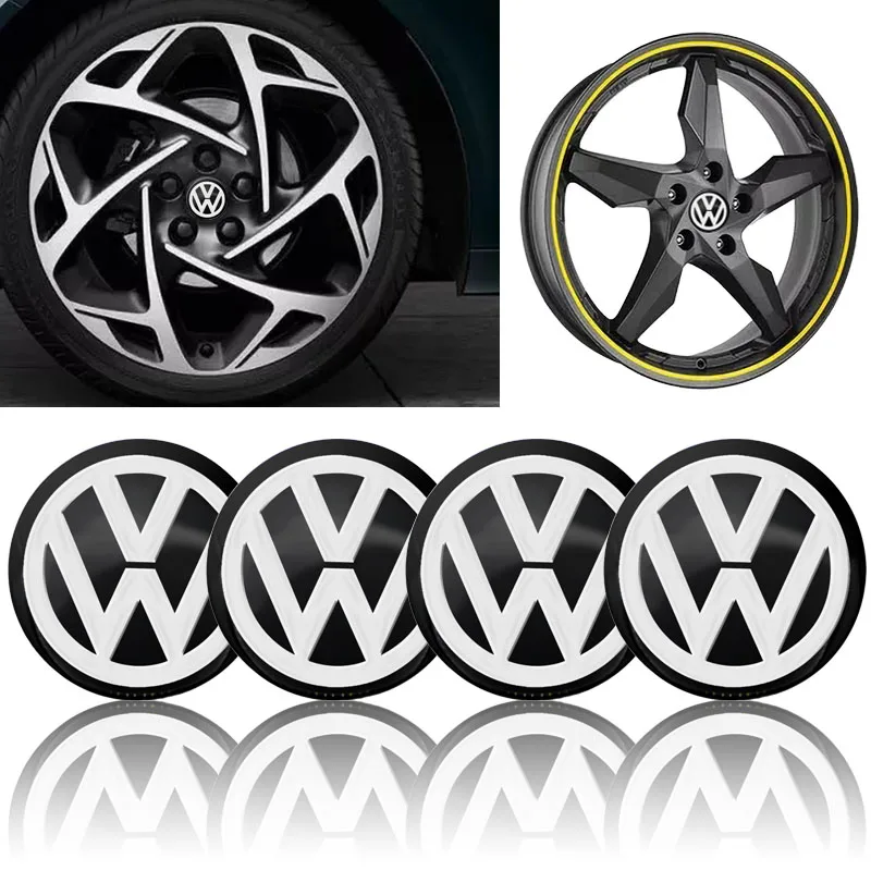 4Pcs 56mm Wheel Center Hub Cap Badge Wheel Sticker Styling For Volkswagen Polo Passat B5 B6 B7 T4 T5 Golf 4 5 6 Tiguan Jetta Gol