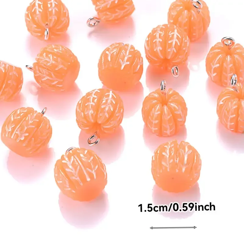 10pcs Per Pack Orange Resin Pendant Set, 3D Fruit-Shaped Charms for DIY Jewelry Making, Keychains Accessories, Craft Supplies