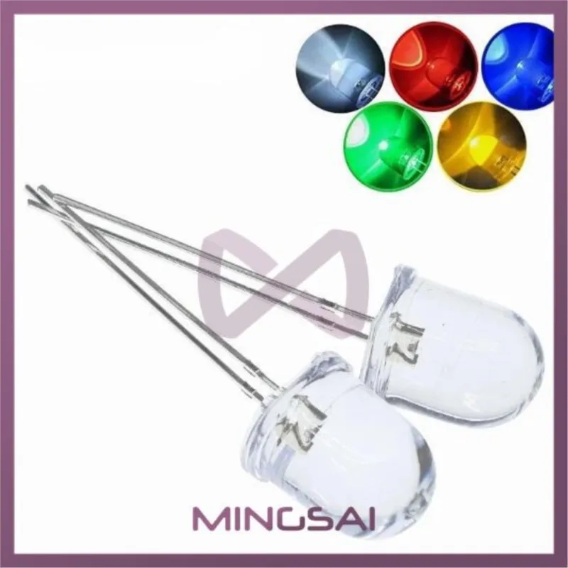 10Pcs 10Mm LED 5สีสีแดงสีฟ้าสีเหลืองสีเขียวสีขาวโปร่งใส20mA 0.75W Ultra Bright Bright LED light Emitting Diode Lamp