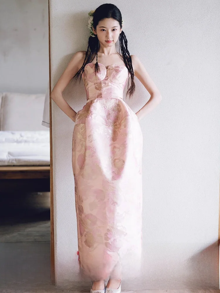 

Ele Morning Robe Wedding Dr Women's Design Sensation Small ence Drinking Ceremony Long Dr Vintage Sle High Wa...