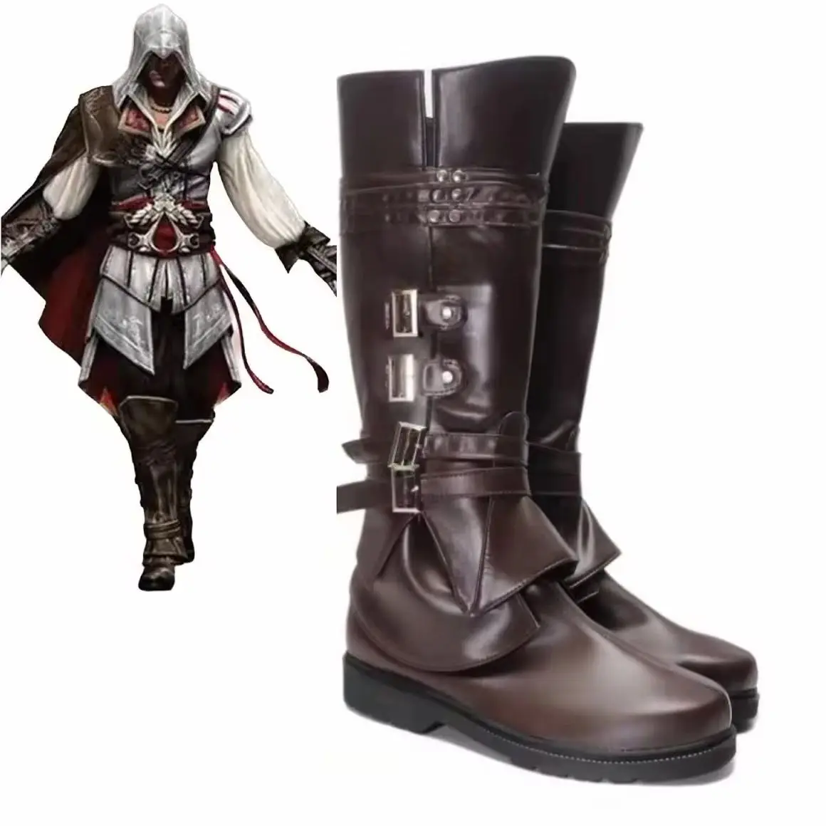 Ezio Auditore Cosplay Party Boots Halloween Party Shoes Unisex Game Assassin Cosplay Boots