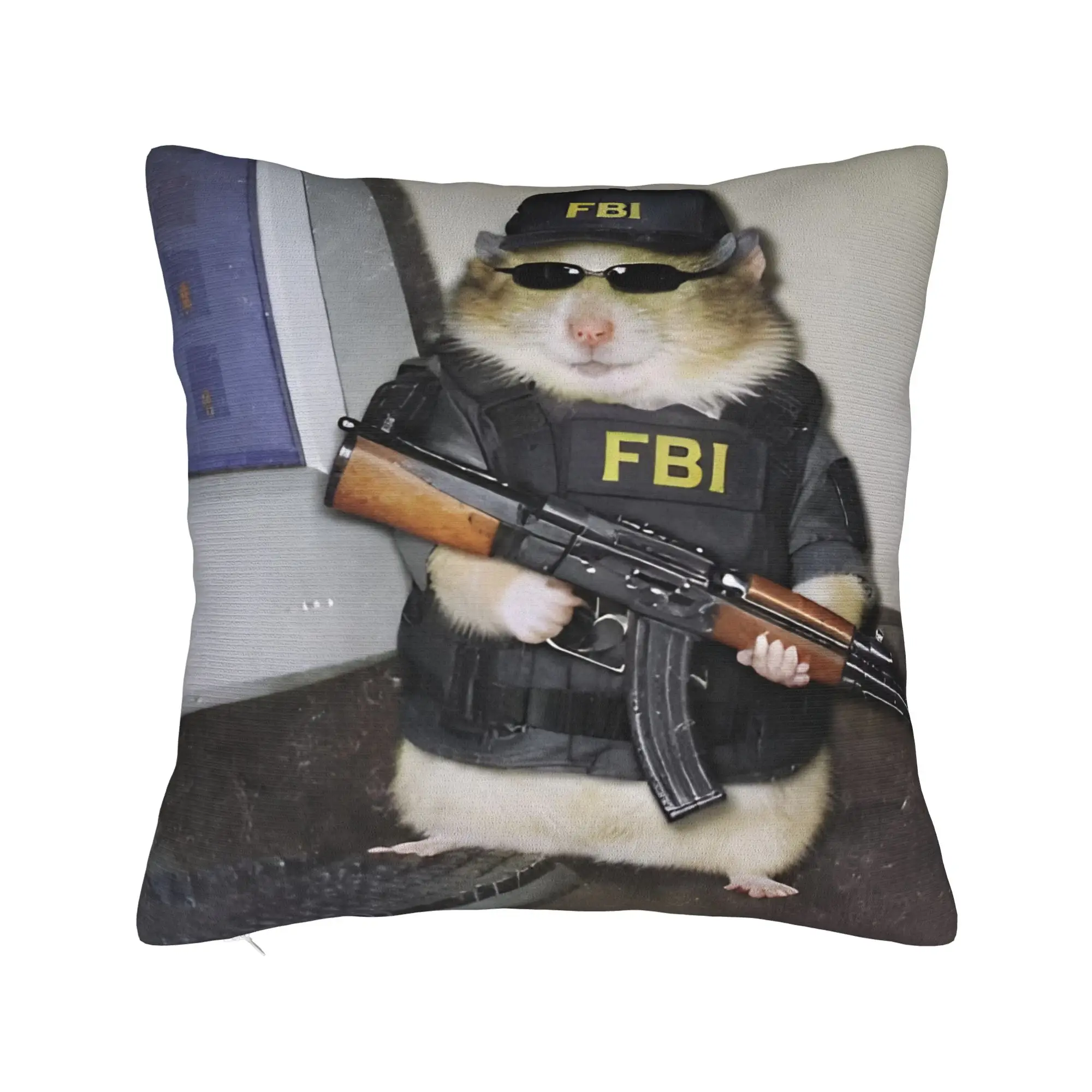 Soldiers Cyber Hamster Meme Pillowcase Polyester Cushion Cover Decoration  Throw Pillow Case Cover Car Drop Shipping 40X40cm