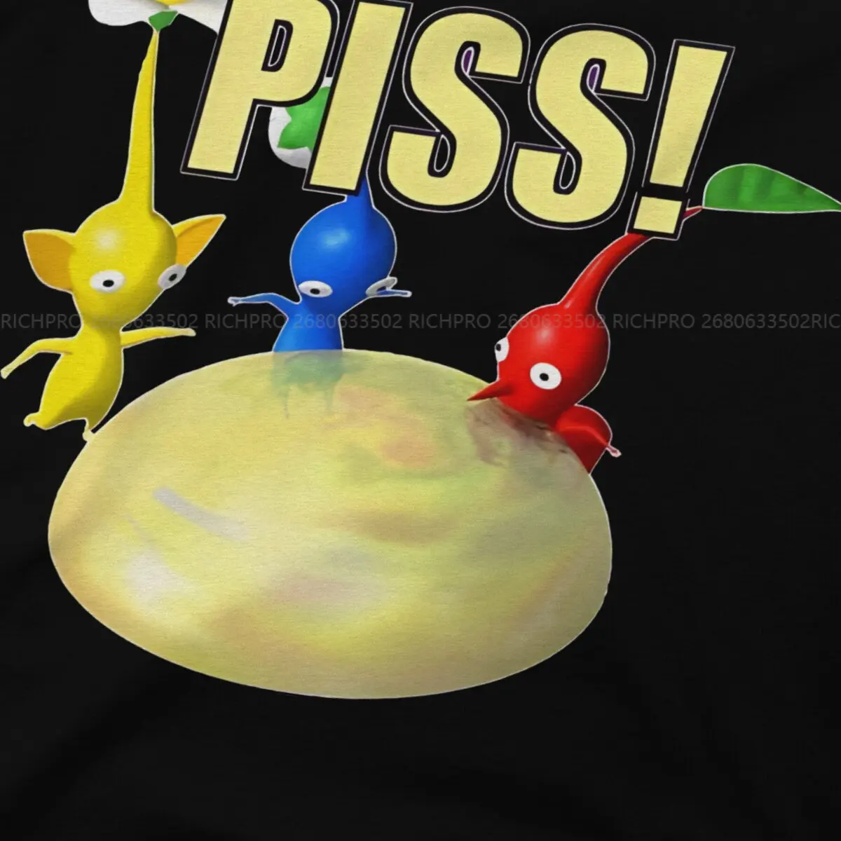 Pikmins Game Man TShirt PISS Individuality Polyester T Shirt Original Streetwear New Trend