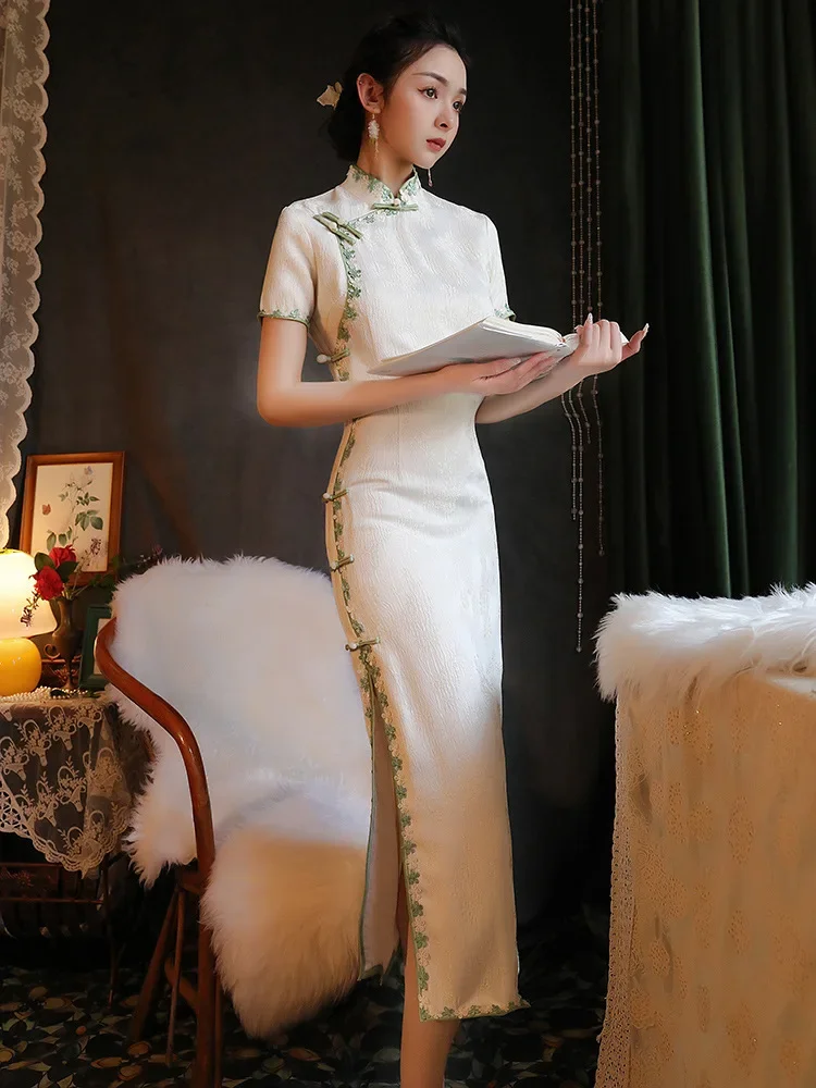 

New Chinese Style Elegant Qipao Improved Cheongsam Chinese Style Retro Style Summer Elegant Clothing
