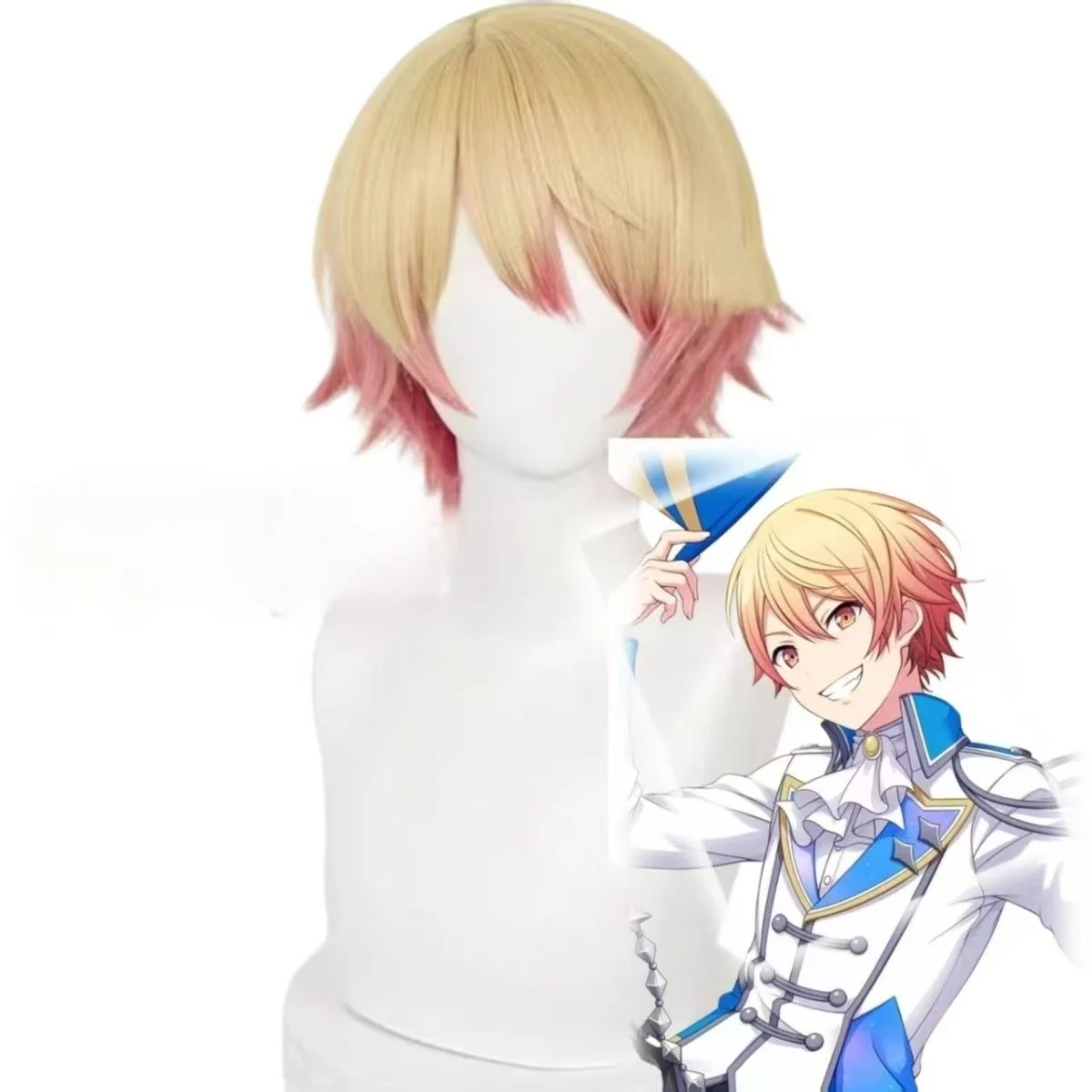 Project Sekai Tenma Tsukasa Cosplay Wig Blonde Orange Gradient Layered Short Hair Pre-Styled No Trimming For Halloween Party