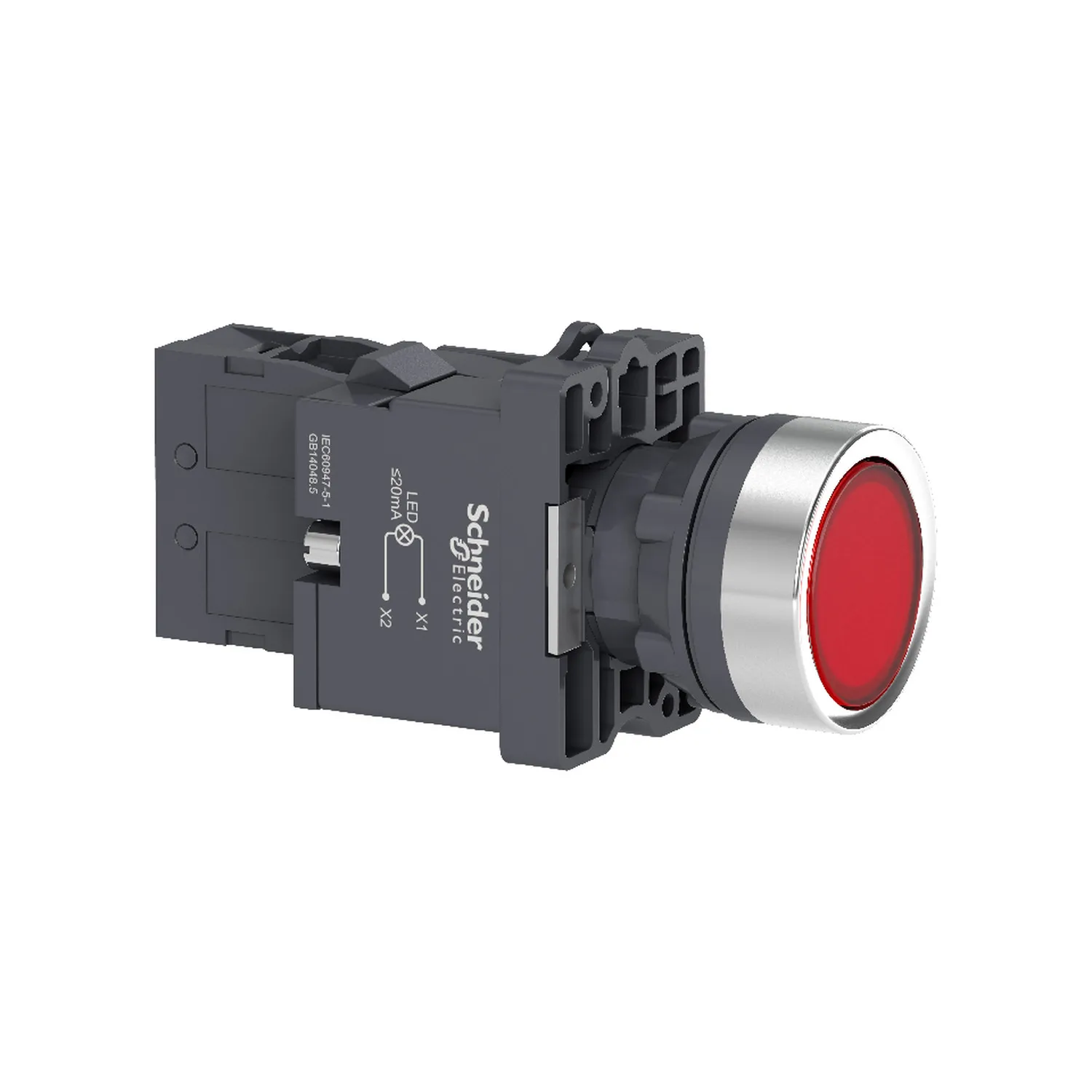 XA2EW34M1 Flat head with light button - Red - 220V AC-1NO new model XA2AW34M1