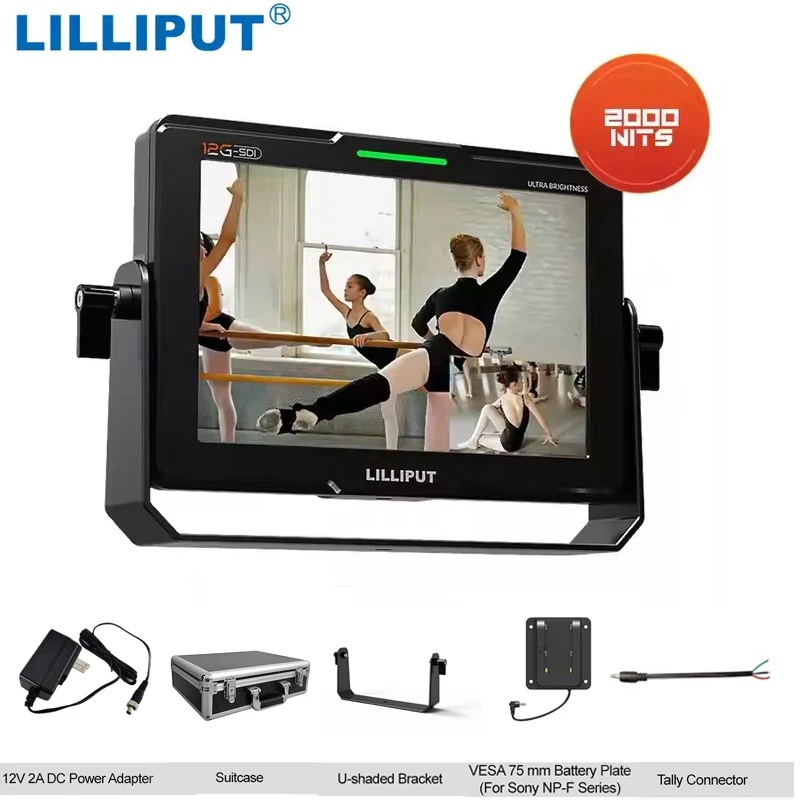 Lilliput Q7-12G Camera Monitor 2000 Nit 7 Inch With 3D-LUT HDR With 12GSDI And HDMI Cross Conversion Metal Housing