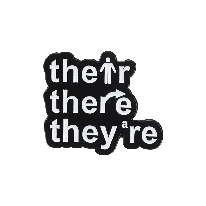 Enamel Pins Cute Cartoon Letter Shaped Brooch on Clothes Creative Fun THEIR THERE THEYARE Accessories Metal Badges for Clothes