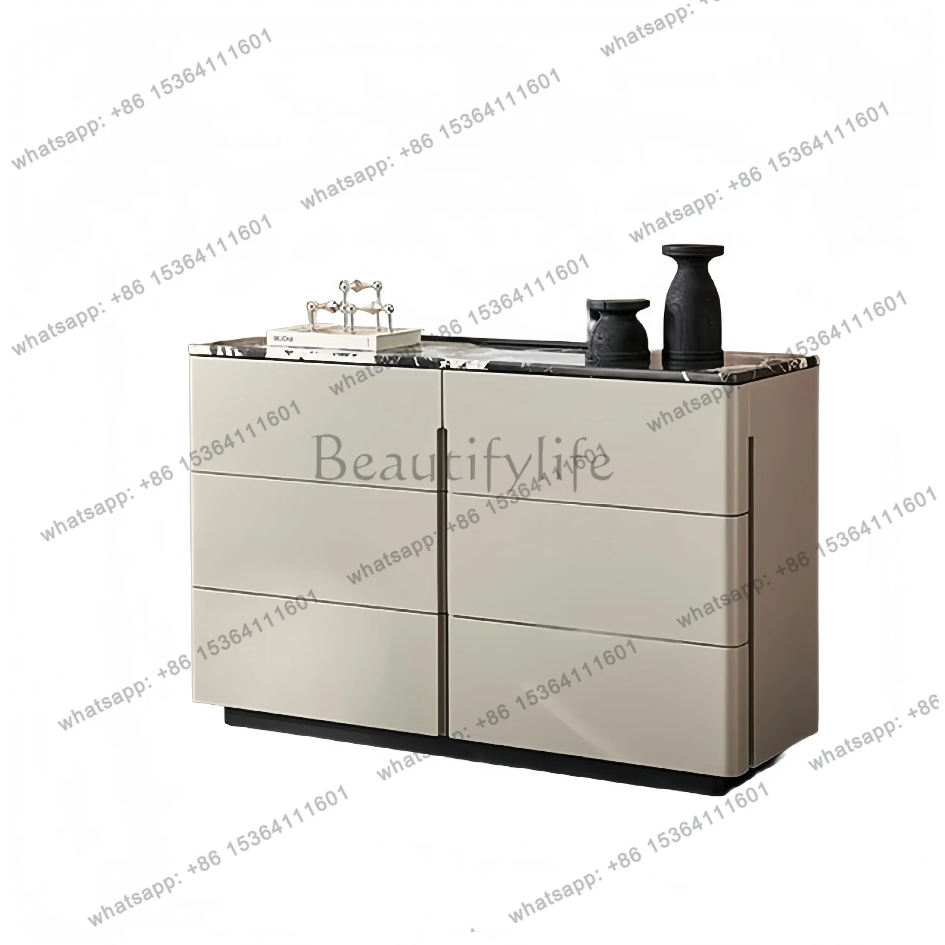 

Italian minimalist side cabinet light luxury natural marble storage cabinet