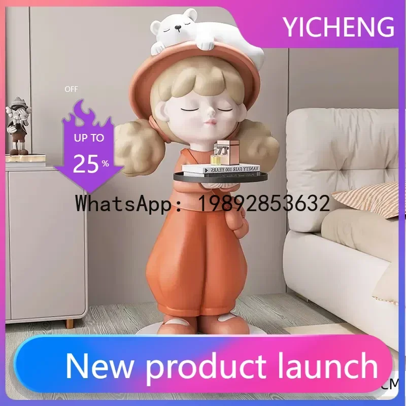 A1  Modern Creative Girl Large Floor Ornament Living Room TV Cabinet Sofa Side Decoration Housewarming Tray Gift
