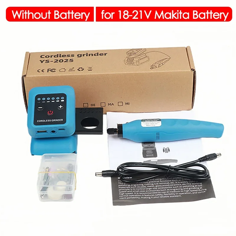 

80W Electric Drill Grinder Reverse Steples Speed Adjust Mini Engraver Pen Mini Drill Polishing Tool for 18V-21V Makita Battery