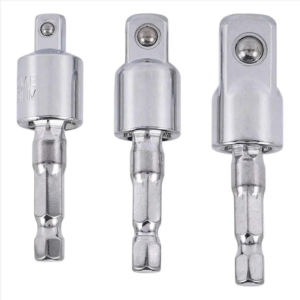 A38M 3 Pack Impact Grade Socket Adapter 360-Degree Universal Joint Swivel Socket Set, Socket to Drill Adapter