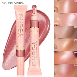6color liquid air cushion, powder blusher gloss stick, pearl light, delicate powder blusher liquid, easy to operate