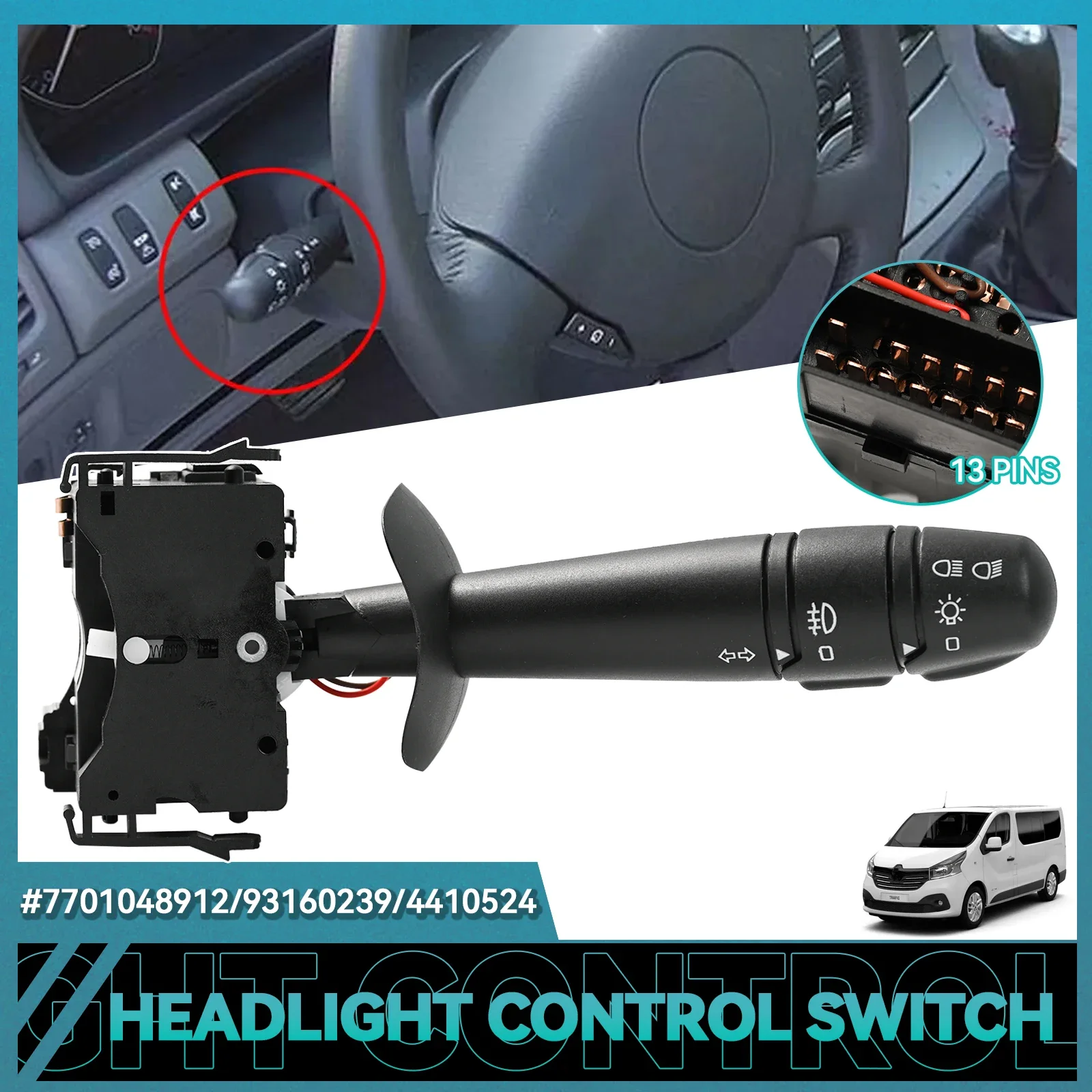 For Vauxhall Vivaro Renault Trafic Laguna Vel Espace Nissan Primastar 7701048912 Steering Column Indicator Stalk Switch Light