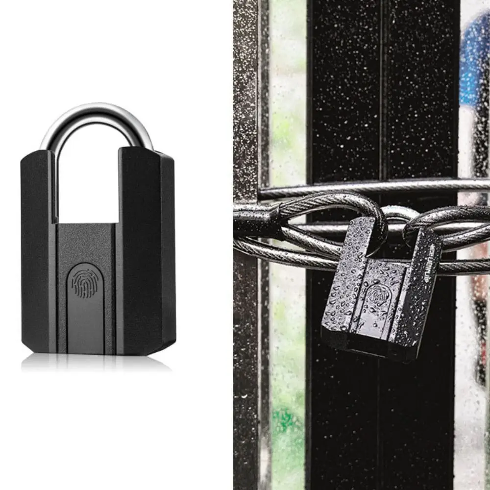 Rechargeable Smart Padlock Waterproof Biometric Fingerprint Lock App Control Alloy Steel Electronic Lock Cupboard