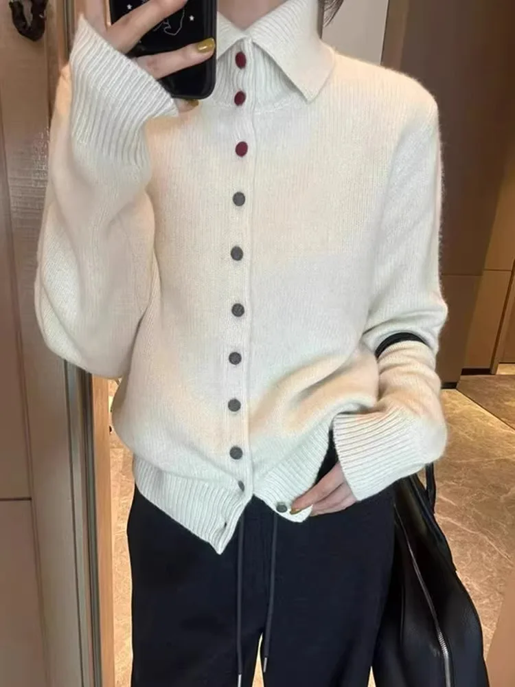 Zacht, gezellig gebreid vest met enkele knop Lang Sve Casual veelzijdige top Bovenkleding Trendy Sle Pendelen Koreaanse losse pasvorm