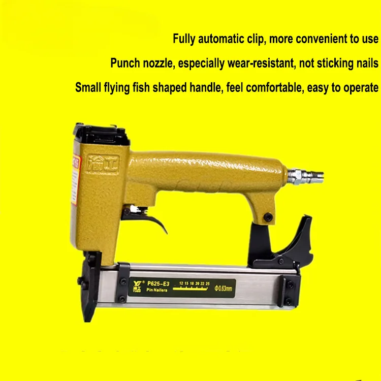 for P625-E3 Full Automatic Nailer Gun Pneumatic Tools 23GA 1'' Pinner Finishing Headless Air Nail Gun Steel Pin Nailer