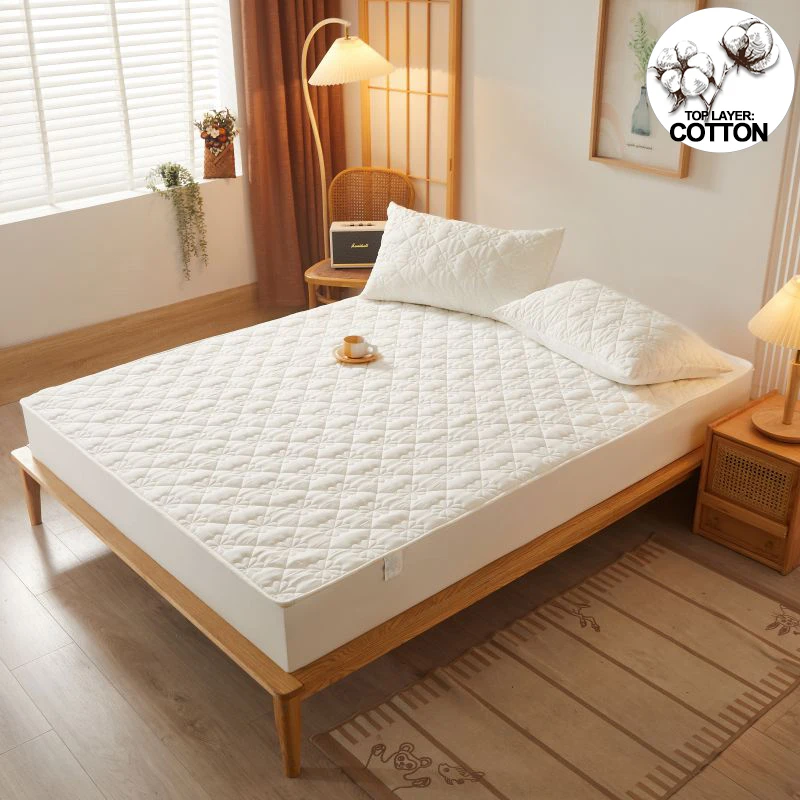 

Hotel Luxury Cotton Mattress Cover - Hypoallergenic Mattress Protector, Fitted Sheet, and Bed Skirt Sheet,Comfort Antibacterial