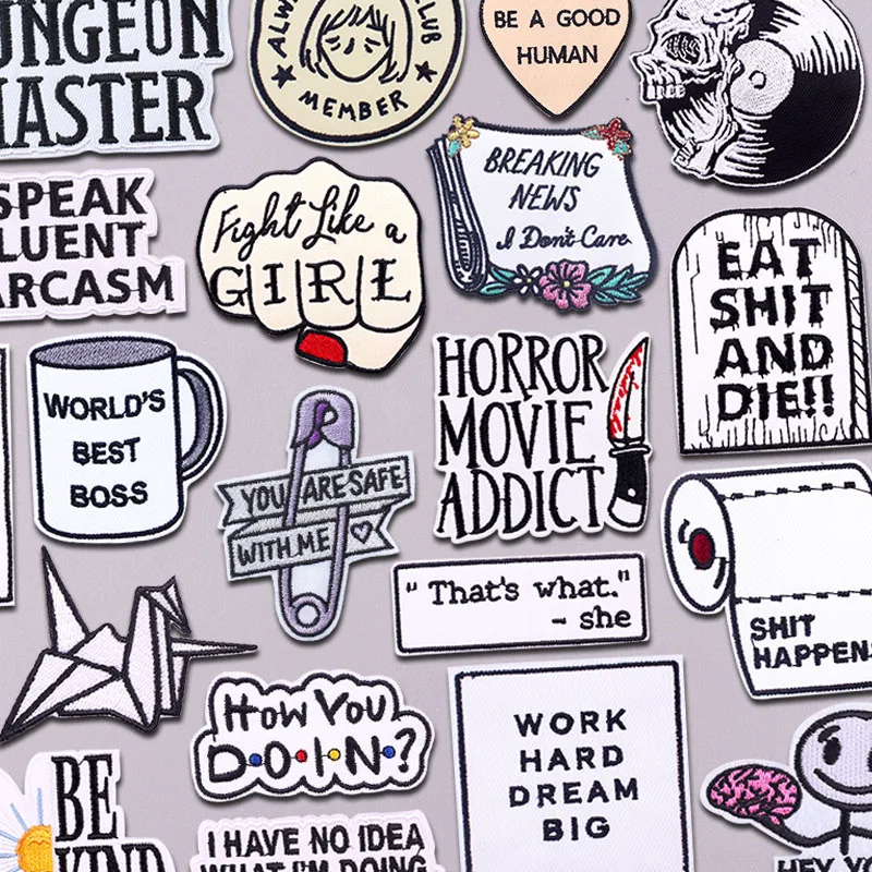Hippie-Buchstaben-Stickpatches, personalisierte Slogan-Stickpatches zum Aufbügeln für Kleidung, Jeans, Hüte, DIY-Nähabzeichen