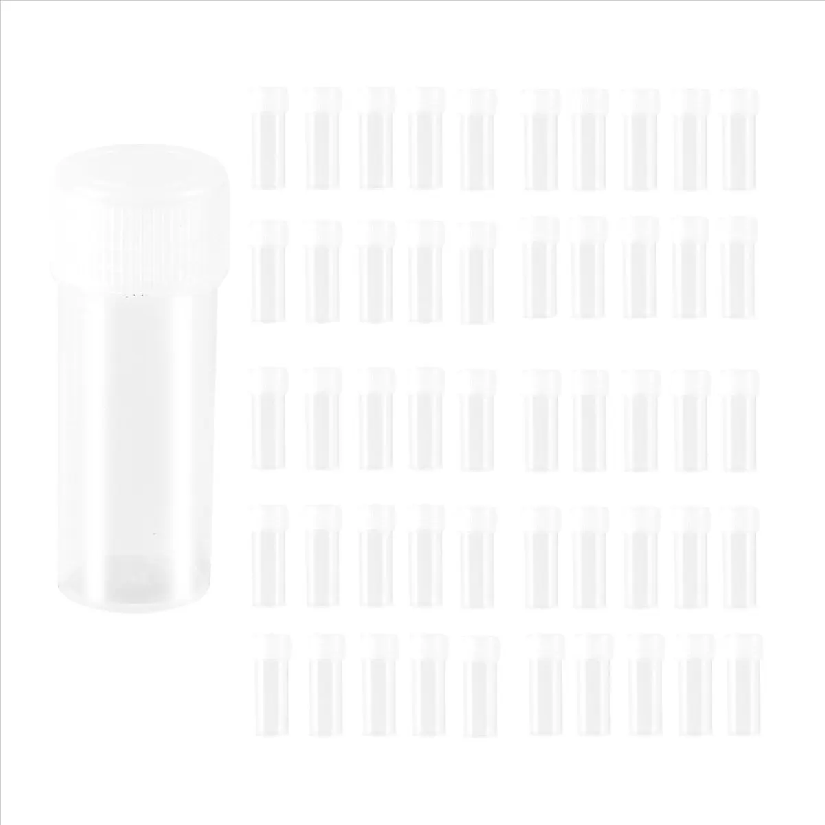 BHBL 50x Plastic Sample Bottle 5ml Test Tube Lab Small Vial Storage Container + Lid