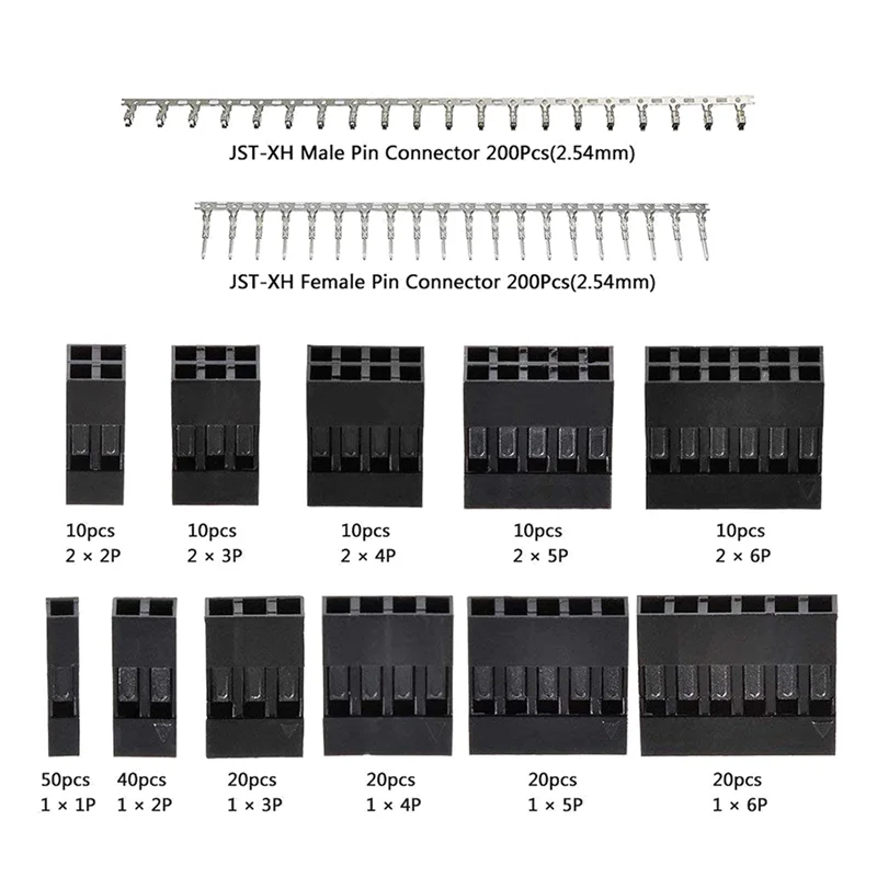 BAAJ-620Pcs دوبونت طقم توصيل مع سلك المكشكش ذو طيات 2.54 مللي متر الملعب 1/2/3/4/5/6 دبوس JST SM و 2.54 مللي متر JST XH ذكر/أنثى