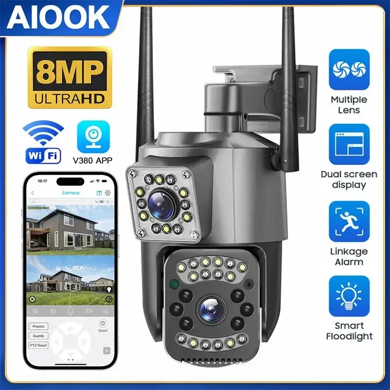 

AIOOK HD 8MP 4K WIFI IP CCTV V380 PRO Camera Outdoor Waterproof Night Vision Security Camera Two-way Intercom AI Mobile Tracking