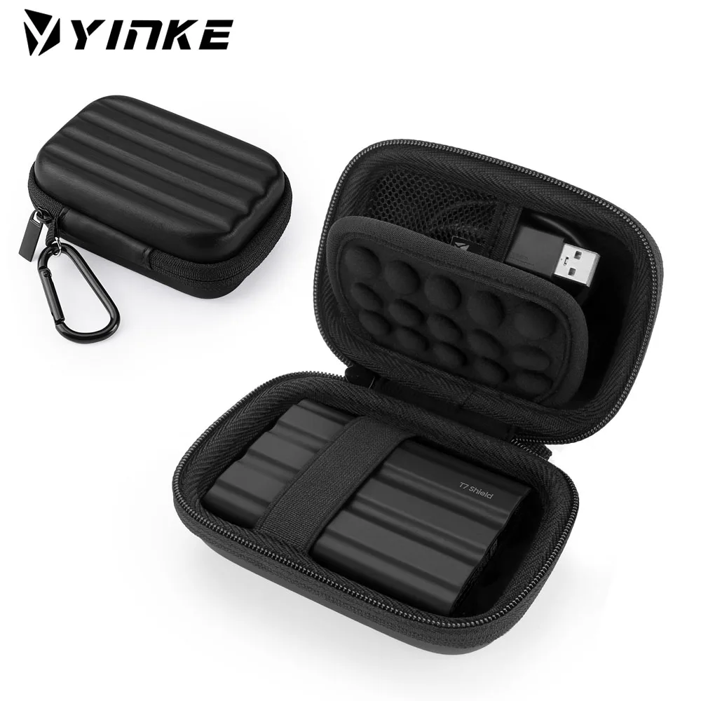 YINKE-carcasa rígida EVA Compatible con Samsung T7 / T7 Touch / Shield SSD, disco duro portátil, almacenamiento de viaje, cubierta protectora