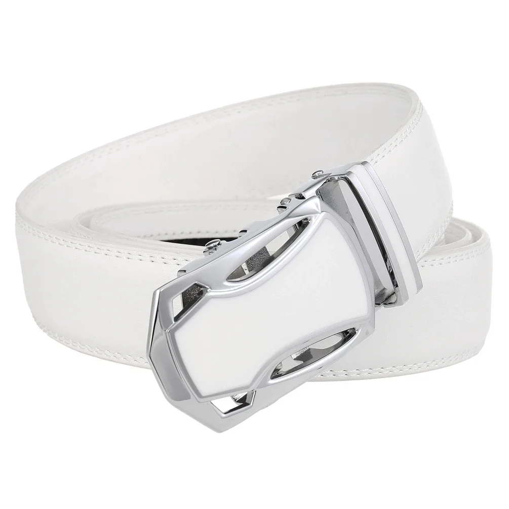 Plyesxale Black Coffee White Belt Men High Quality Mens Belts Luxury Genuine Leather Ratchet Belt For Men Ceinture Homme B1291