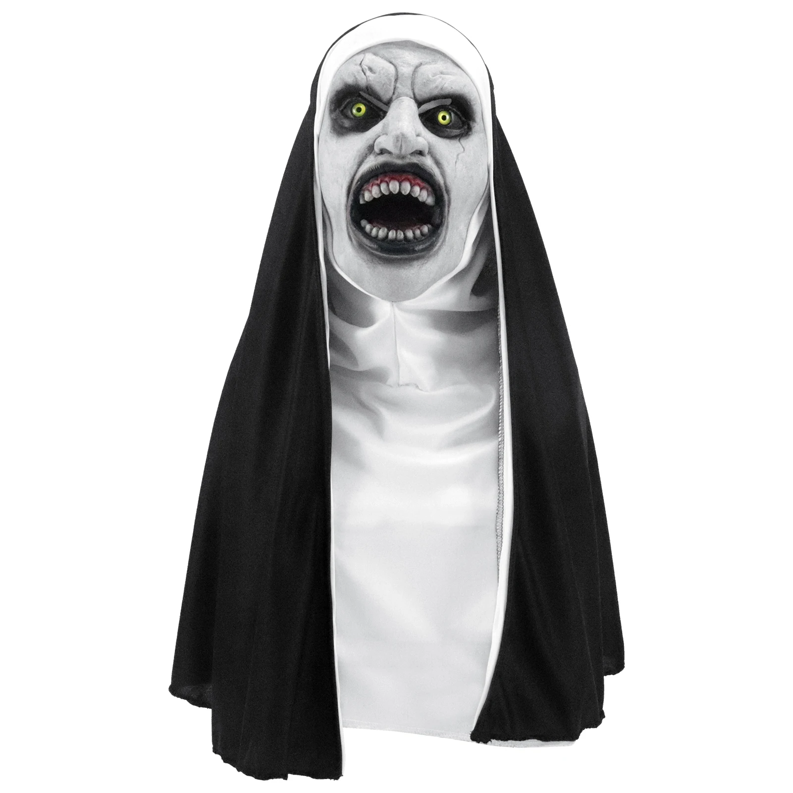 Halloween Scary Nun Mask Full Head Latex Mask Realistic Creepy Scary Party Cosplay for Adults