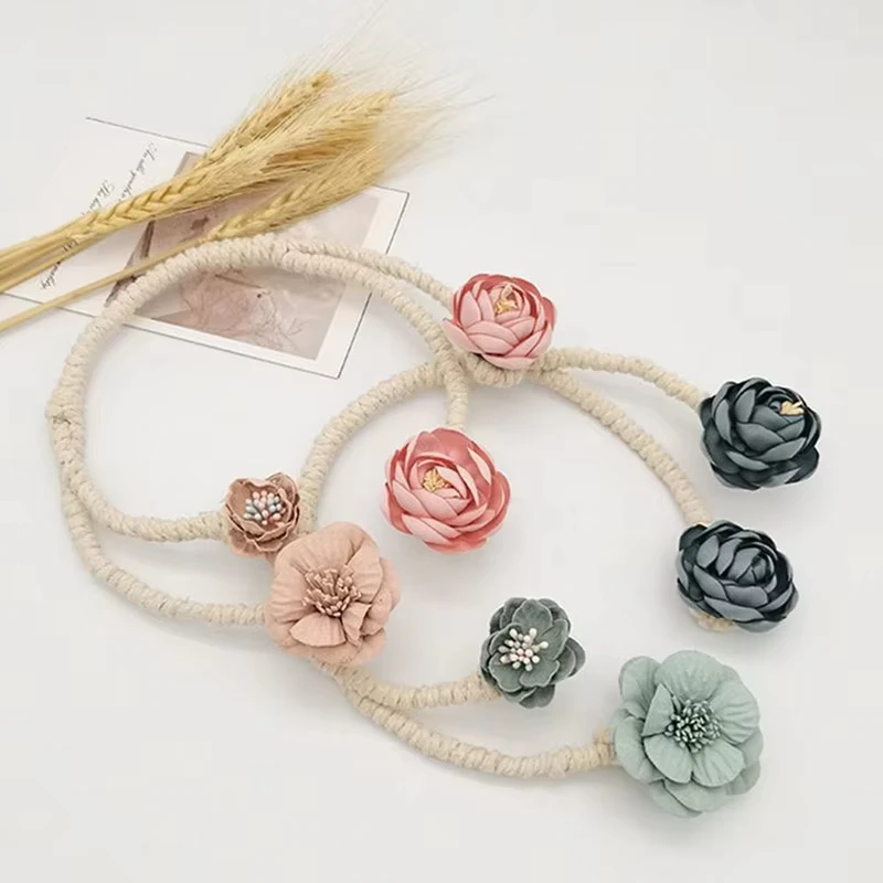 Floral Curtain Ties Floral No Punch Twist Curtain Ties Curtain Flower Curtain Backing Twisted Rope Curtain Fixer Clips