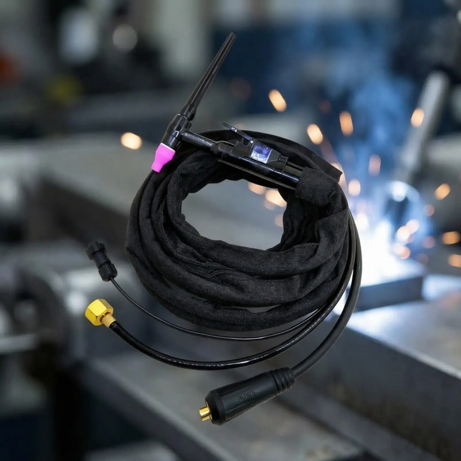 TIG 150A Argon Arc Welding Torch with Push Connect Fitting Split Curved Design Bakelite Grip for General Metalworking Projects