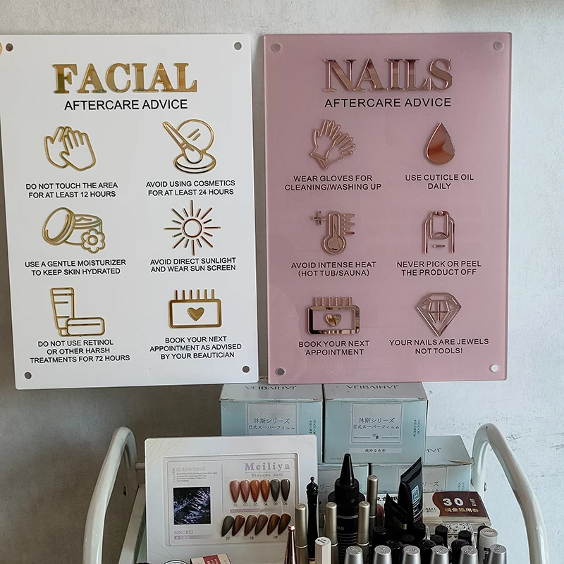 Acrylic Business Logo Facial Aftercare Advice Sign A3 Size Beauty Salon Skin Care Center Wall Aesthetic Decor Perspex Signage