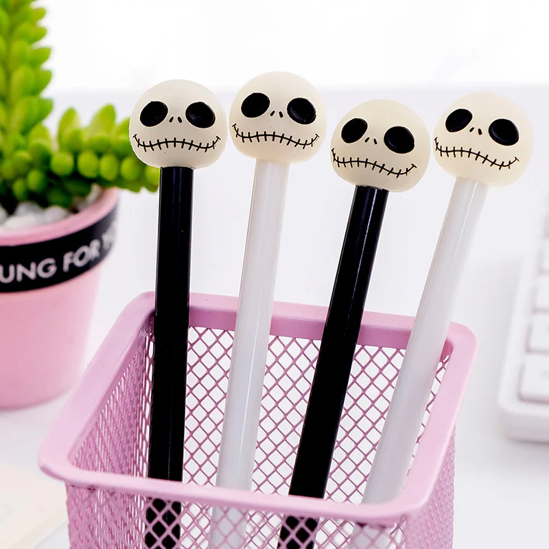 12 Pcs Halloween Day Skull Look Funny Student Neutral Pen Stationery Halloween Gift Prizes