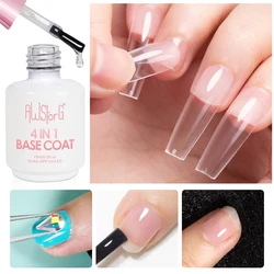 AWStorG 4 In 1 Multifunction Base Coat Gel Polish UV Nail Tip Glue Builder Reinforce Ripple Line Nail Rhinestone Glue 15ml