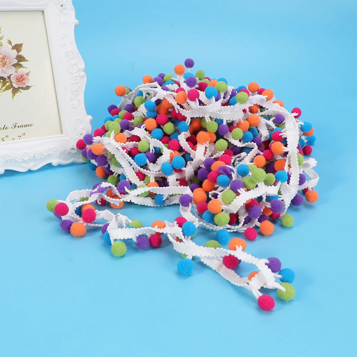 

4.5M Ball Trim For Waistband Shorts Skirt Maternity Kids Clothing Diy Jewelry Decor Handicraft Sewing Supplies Rainbow Tassel