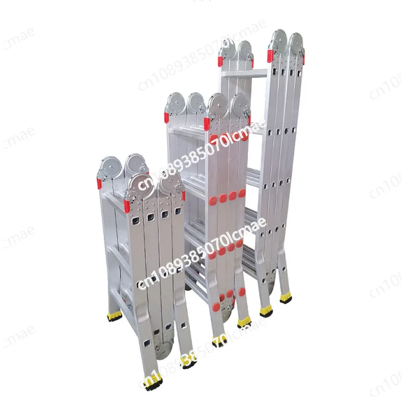 Multifunctional Aluminum Alloy Folding Herringbone Outlet Four-fold Telescopic Straight Ladder Bilateral Straight Joint Ladder