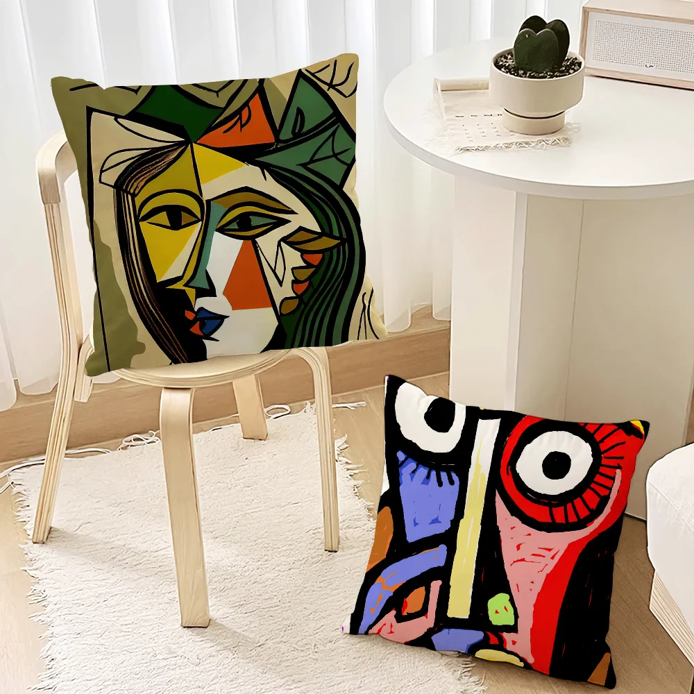 Painter Artists Pablo Ruiz P-Picasso Pillow Case Living Room Accent Couch Back Support Square Lounge Restful Nap Companion ﻿