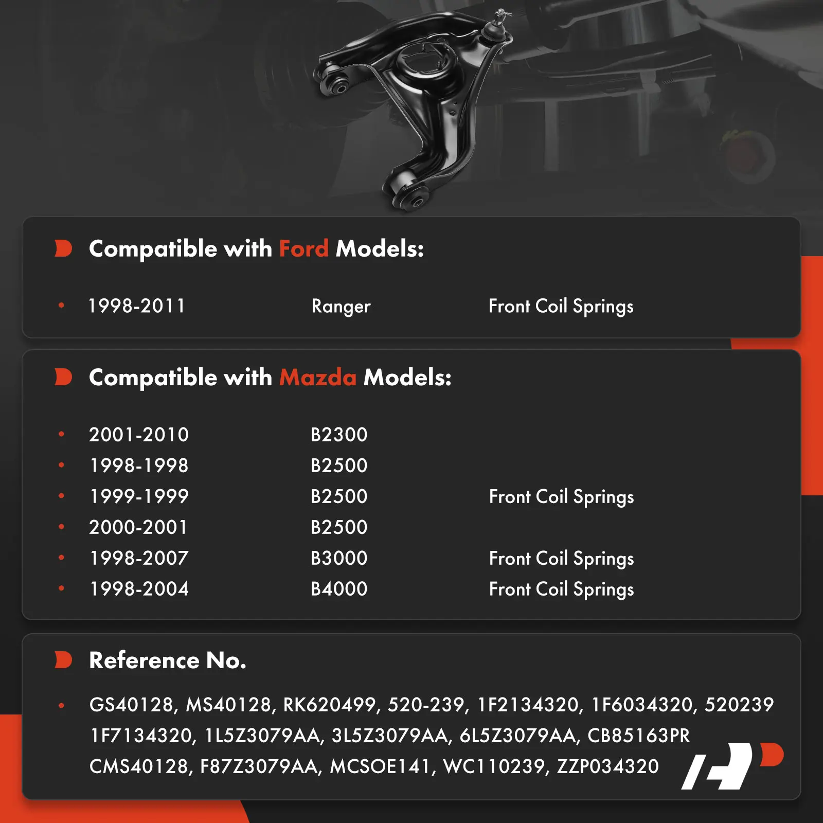 A-Premium Front Left Lower Control Arm & Ball Joint for Ford Ranger 1998-2011 Mazda B2300 2001-2010 B2500 1998-2001 B3000 B4000