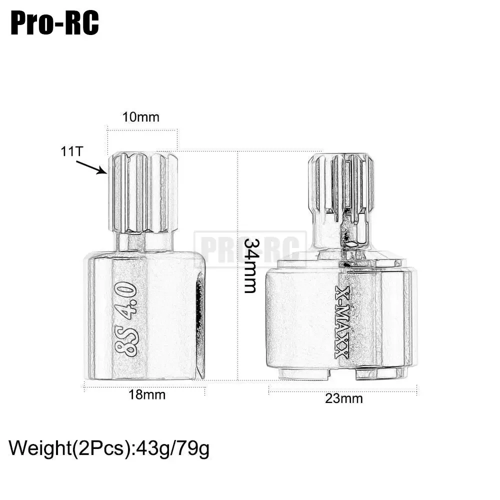 2 Stuks Gehard Staal Drive Cup 7754X Set Voor of Achter voor 1/5 Traxxas X-Maxx XMAXX 8S 77086-4 Rc Monster Truck Auto Upgrade Deel