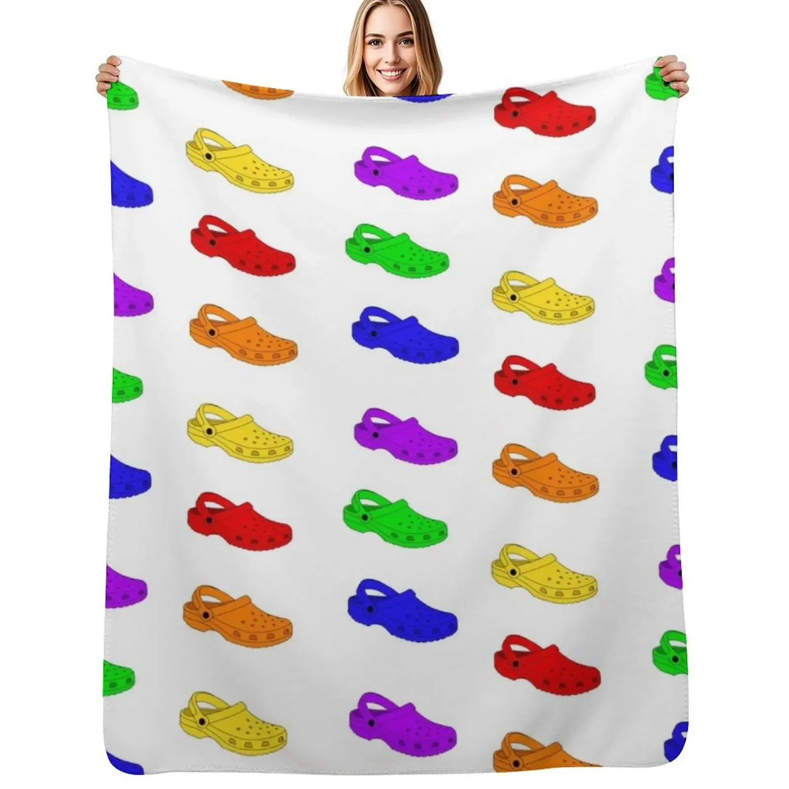 Rainbow Crocs Pack Throw Blanket Thin Soft Blanket for Summer Night Sleeping