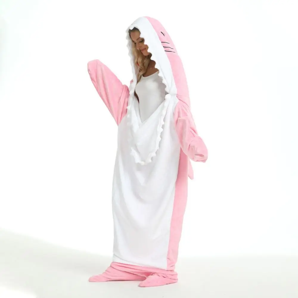 Home Wear Cartoon Shark Conjoined Pajamas Hoodie Thick Warm Shark Pajamas Nightwear Funny Winter Bodysuit Sleepwear Cosplay