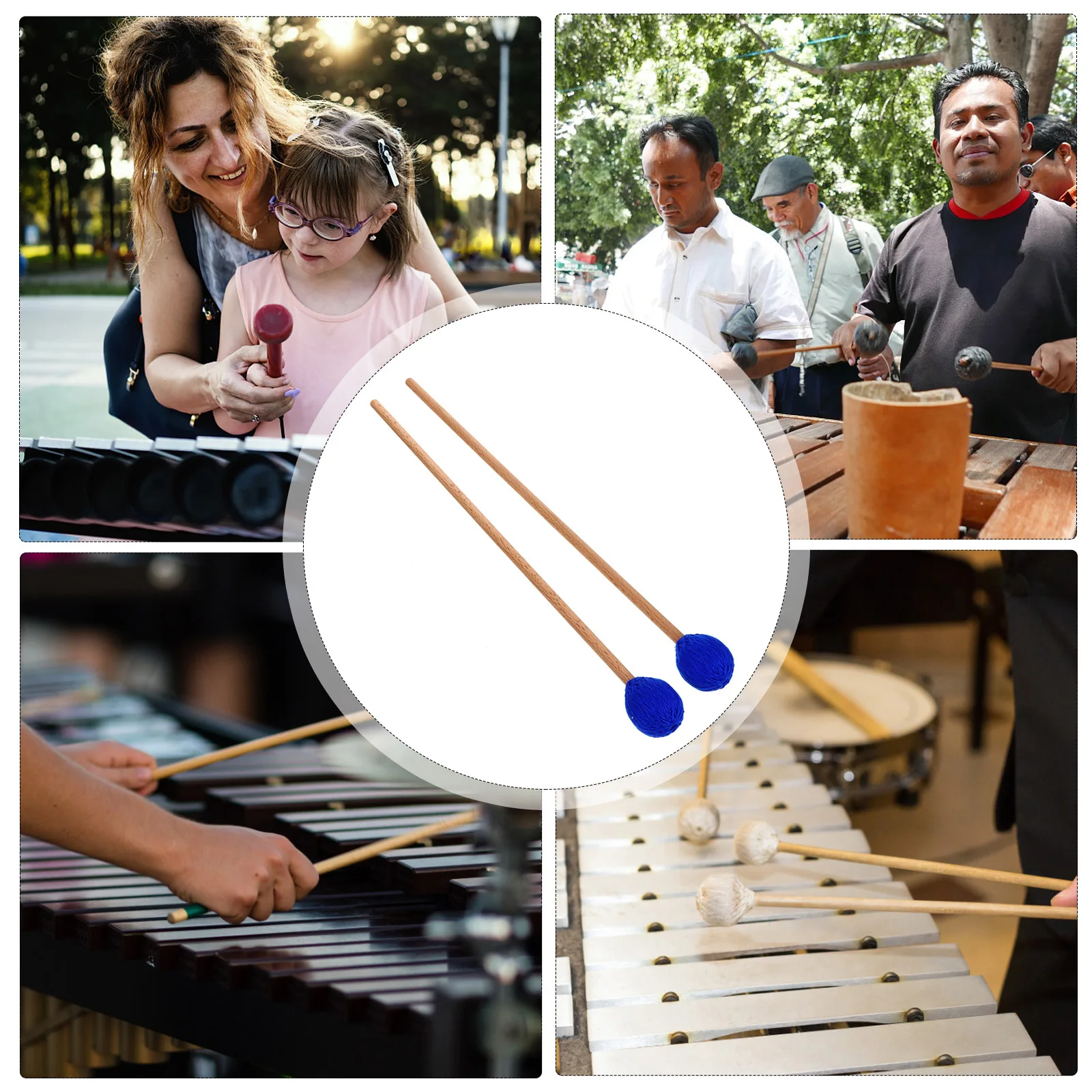 

1 Pair Yarn Head Marimba Mallet Maple Handle Strong Durable Keyboard Bass Percussion Hammer Wool Acrylic Blended Wire Wound Head