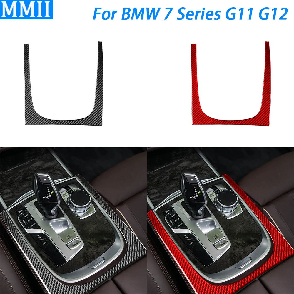 

For BMW 7 Series G11 G12 2015-2022 Carbon Fiber Gear Shift Panel Surround Trim Cover Car Interior Decoration Accessories Sticker