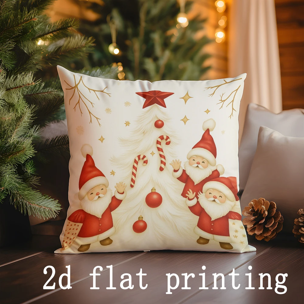 ديكور المنزل عيد الميلاد سانتا والرنة وسائد للديكور يغطي نمط غطاء الوسادة مناسبة لغطاء وسادة السيارة غرفة نوم أريكة #3