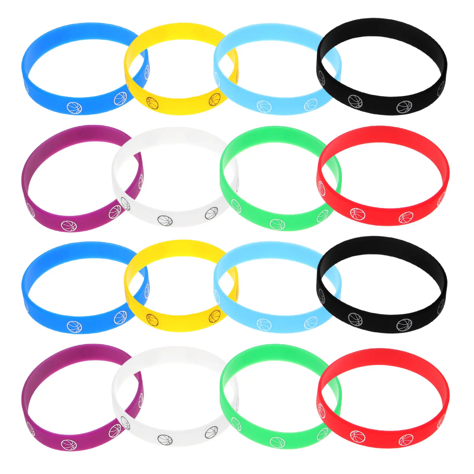 

16Pcs Stretchable Basketball Wristband Unisex Silicone Bracelets for Daily Wear Party Bridal Shower Retro Theme Long-Lasting