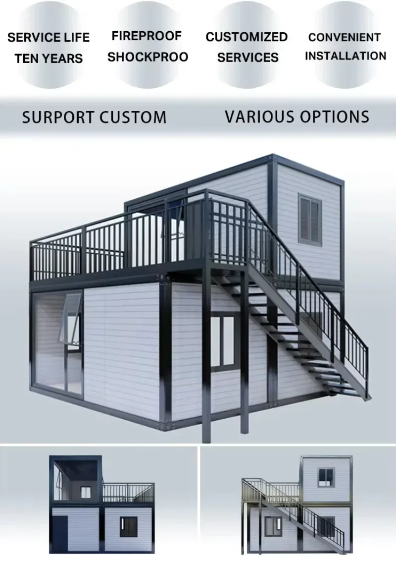 Hot Selling 2 Stories Luxury Fabricated Living Homes Prefabricated Container House Home China